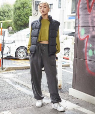 WEGO ピグメントロゴスウェットパンツ スミクロ