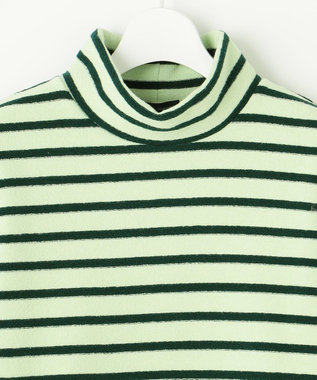 23区GOLF 【WOMEN】リングヤーン ボーダーモックネックシャツ ライトグリーン系1