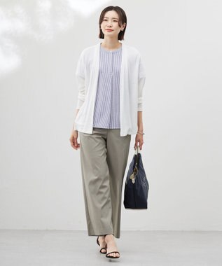 J.PRESS LADIES S 【洗える・接触冷感・吸水速乾】ドライリネンストレッチ ワイド パンツ ライトカーキ系