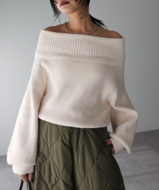 Green Parks オフショルダーニット Off White