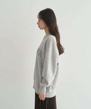 earth music&ecology 【洗濯機洗い可】スウェットライクロゴニットプルオーバー 杢グレー