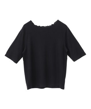 earth music&ecology リブメローショートスリーブプルオーバー Black