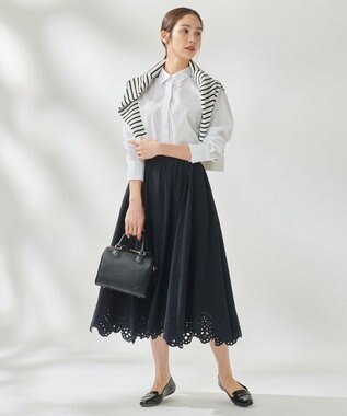 組曲 【洗える】ハイカウントジャージー フレアスカート ネイビー系