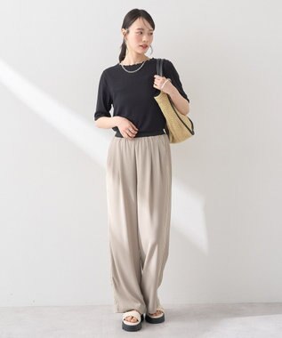 earth music&ecology リブメローショートスリーブプルオーバー Black