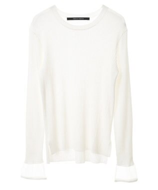 YECCA VECCA 袖口シアーリブニット Off White