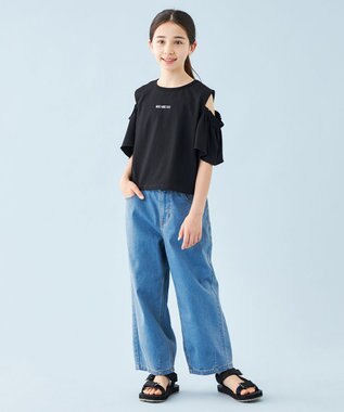 UNFILO 【110-150cm】カーブワイドデニム ミッドブルー