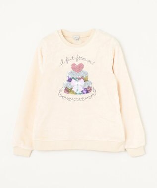 ANY KIDS 両面 フリース スパンコール トレーナー エクリュ×ケーキ