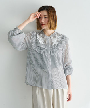 YECCA VECCA ラッフルレースブラウス