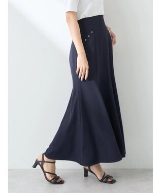 earth music&ecology パール付きマーメイドスカート Dark Navy