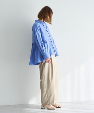 YECCA VECCA ペプラムギャザーシャツ Blue