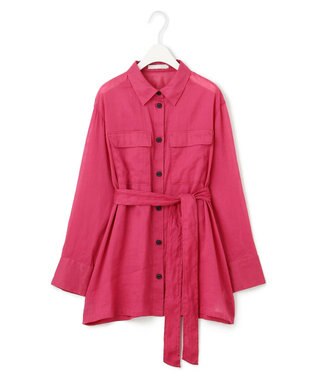 ICB L 【洗える】ラミーコットンボイル シアーシャツ フューシャピンク系