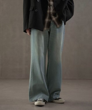 WEGO ボタンフライローライズフレアデニム デニム淡加工色