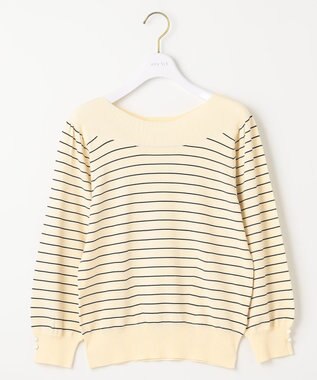 ANY SIS 【洗える】パフスリーブ ニット ネイビーボーダー