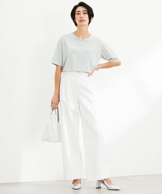 ICB 【UVカット・吸水速乾・洗える】シェルタリングドライサテン  ワイドストレートカーゴパンツ オフホワイト系