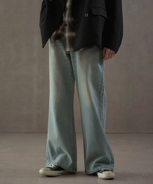 WEGO ボタンフライローライズフレアデニム デニム淡加工色