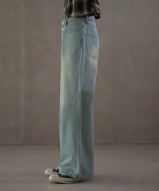 WEGO ボタンフライローライズフレアデニム デニム淡加工色