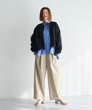 YECCA VECCA ペプラムギャザーシャツ Blue