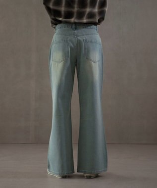 WEGO ボタンフライローライズフレアデニム デニム淡加工色