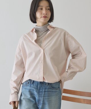 AMERICAN HOLIC 【花粉防止】【イージーケア】ベーシックシャツ Stripe Pink