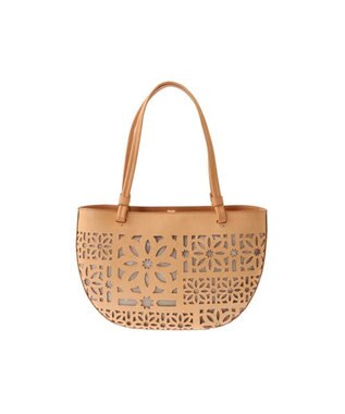 genten セイル カットワーク トートバッグ ヌメベージュ