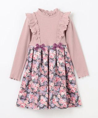 ANY KIDS 花柄 ドッキング ワンピース ピンク系花柄