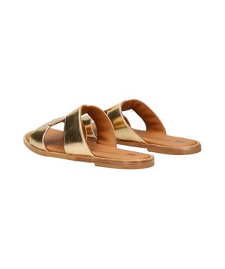 INTER-CHAUSSURES 【FABIO RUSCONI】スクエアトウフラットスライドサンダル ゴールド