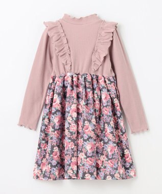 ANY KIDS 花柄 ドッキング ワンピース ピンク系花柄