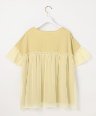 ANY SIS L 【洗える】チュール重ね プルオーバー イエロー