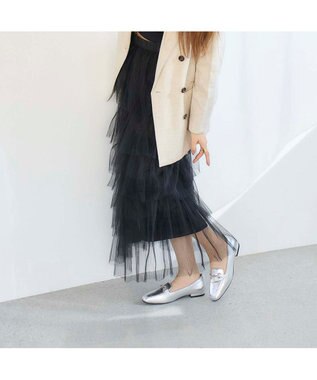 MODE ET JACOMO <noyau>スクエアトゥビット付きヒールローファー シルバー