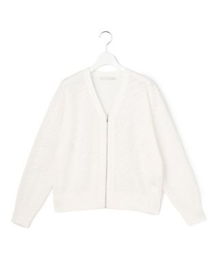 ICB L シアージャカード ニットブルゾン オフホワイト