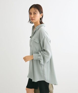 Green Parks ・ＳＵＧＡＲ　ＳＰＯＯＮ　サテンオーバーシャツチュニック Green