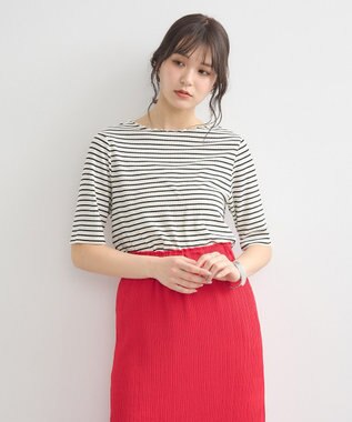 earth music&ecology リブメローショートスリーブプルオーバー Border