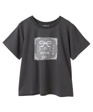 earth music&ecology アソートロマンティックグラフィックＴ Dark Gray
