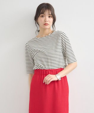 earth music&ecology リブメローショートスリーブプルオーバー Border