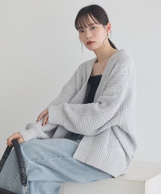 earth music&ecology マットモールカーディガン Light Gray