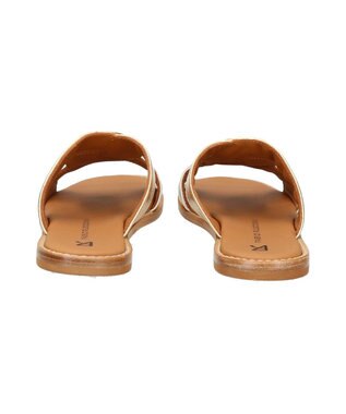 INTER-CHAUSSURES 【FABIO RUSCONI】スクエアトウフラットスライドサンダル ゴールド