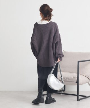 earth music&ecology マットモールカーディガン Charcoal Gray