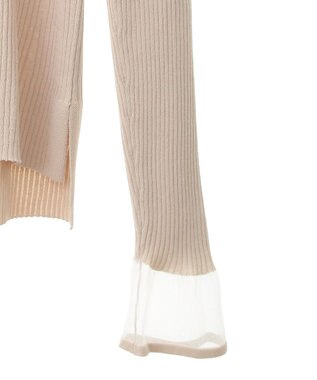YECCA VECCA 袖口シアーリブニット Light Beige