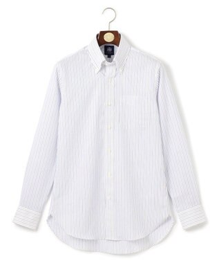 J.PRESS MEN 【PREMIUM PLEATS / 形態安定】スーピマコットンパナマストライプ ドレスシャツ / B.D. サックスブルー系1