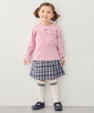 ANY KIDS 【一部店舗/WEB限定】【綿100%】プリント 長袖Tシャツ ピンク×リボン