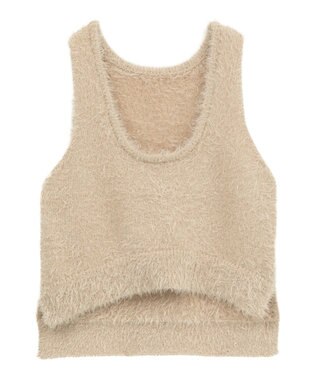 earth music&ecology フェザーUネックニットベスト Light Beige