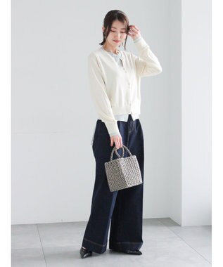 Te chichi 配色レイヤードカーディガン クリーム