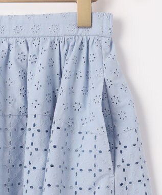 組曲 S 【WEB限定】エンブロイダリーレース フレアスカート サックスブルー系