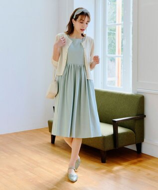 Tiaclasse 【洗える】メッシュ編みスリーブカーディガン アイボリー