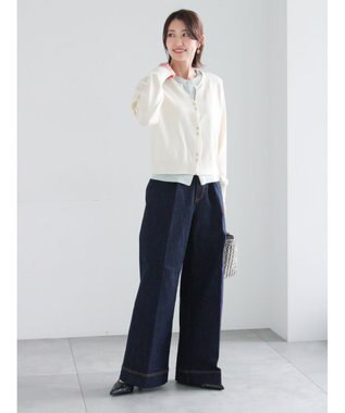 Te chichi 配色レイヤードカーディガン クリーム