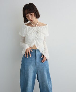 Green Parks シャーリングオフショルプルオーバー Off White