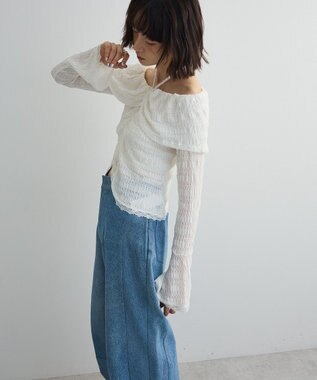 Green Parks シャーリングオフショルプルオーバー Off White