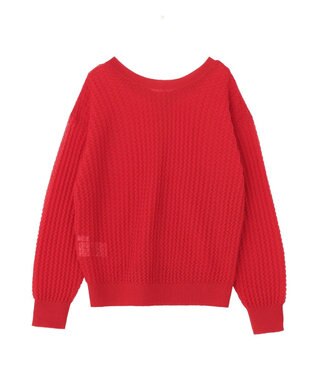 AMERICAN HOLIC 【前後2WAY】透かし編みニットカーディガン Red