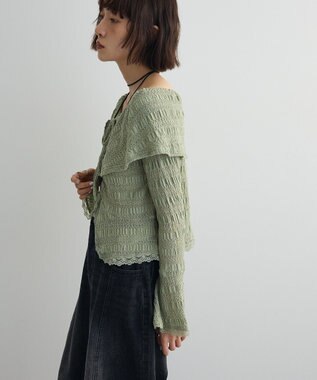 Green Parks シャーリングオフショルプルオーバー Mint