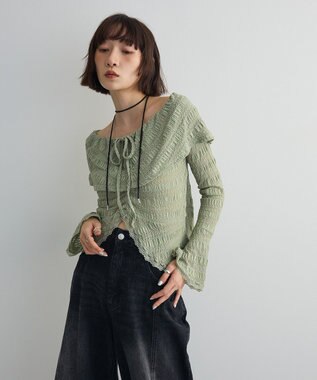 Green Parks シャーリングオフショルプルオーバー Mint